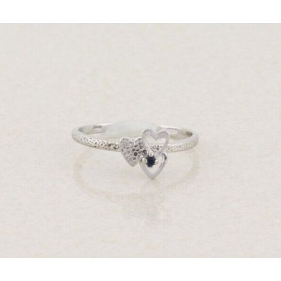 Unbranded Jewelry - 14k White Gold Heart Ring Blue Cubic Zirconia High Setting Size 6 1/4
